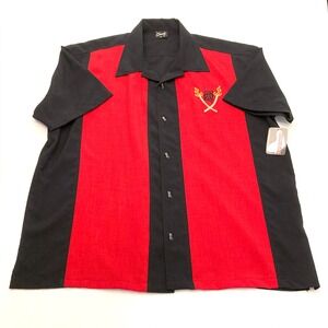 Steady Tropical Itch Button Shirt Men's 2X Black Red Tiki Bowling Rockabilly NEW